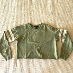 Sage Green Cropped Crew Neck Sweatshirt